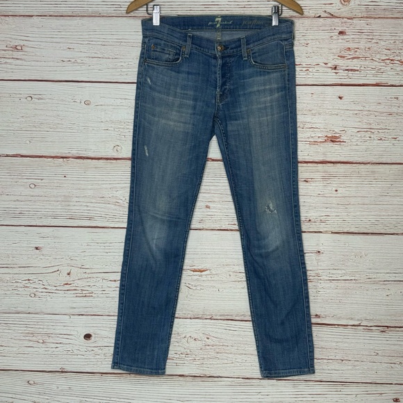 7 for all Mankind Josefina Skinny Boyfriend Jeans Sz 25 - Picture 2 of 14